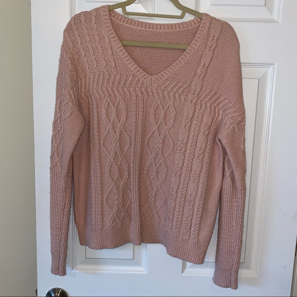 Pink Sweater size L Knit Patterned